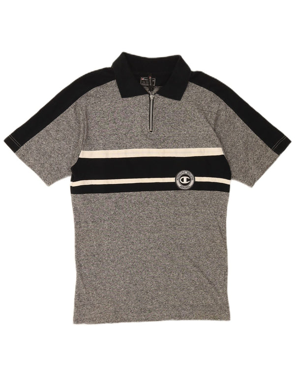 Camisa polo masculina Champion pequena cinza colorblock