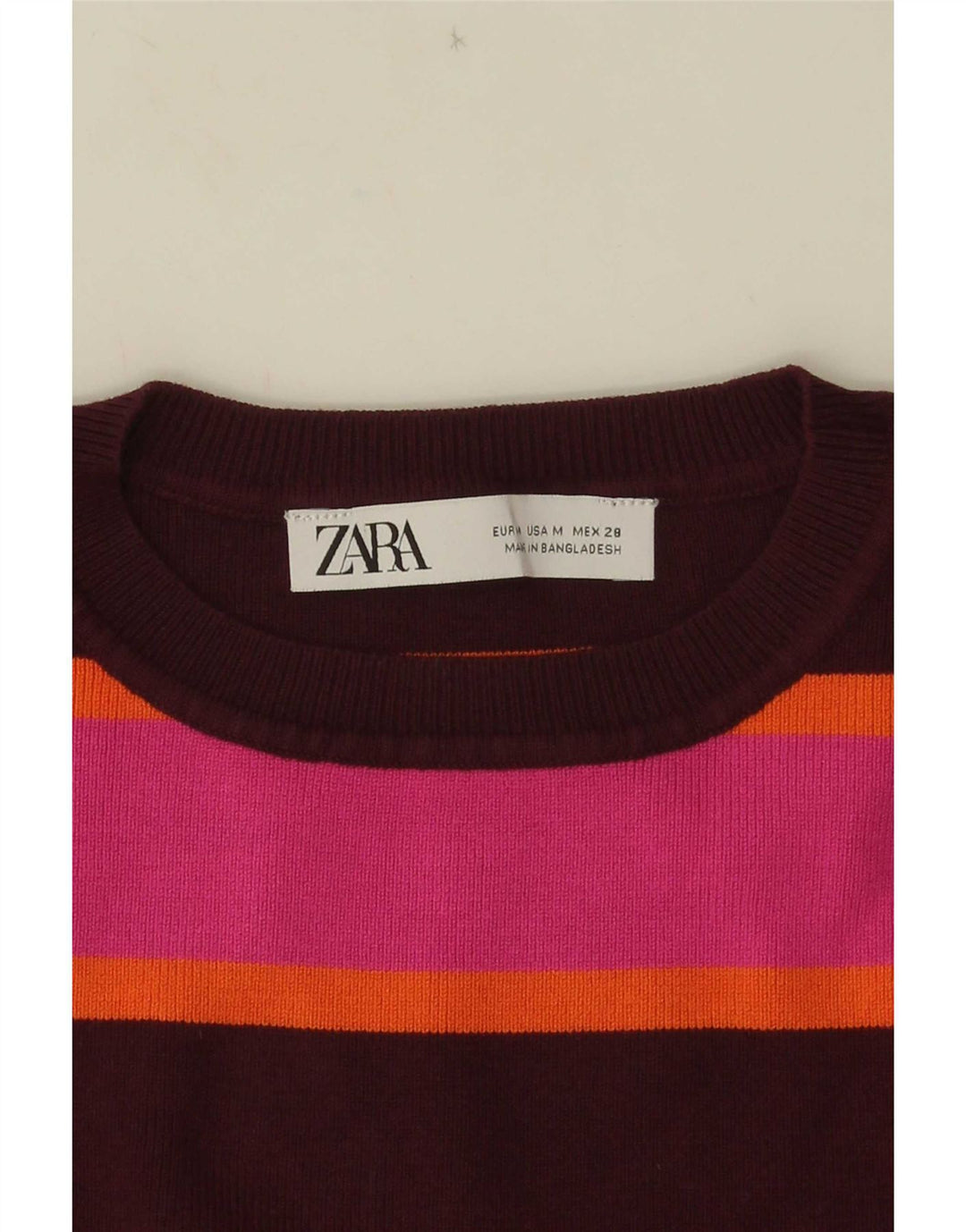 Zara Womens Crop Vest Top UK 12 Médio Rosa Listrado