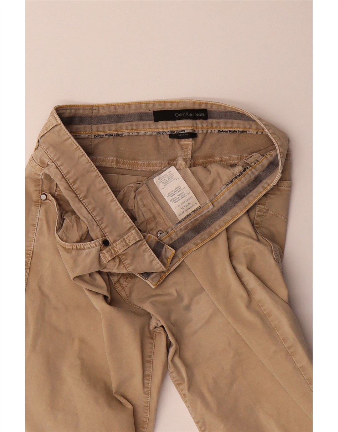 CALVIN KLEIN Calça masculina reta casual W32 L33 algodão bege
