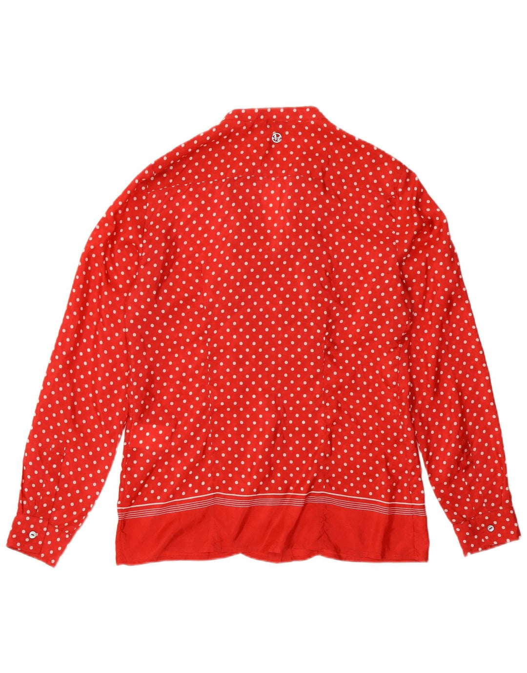 Blusa feminina Marella com babados na frente, Reino Unido, 10 pequenas bolinhas vermelhas de seda