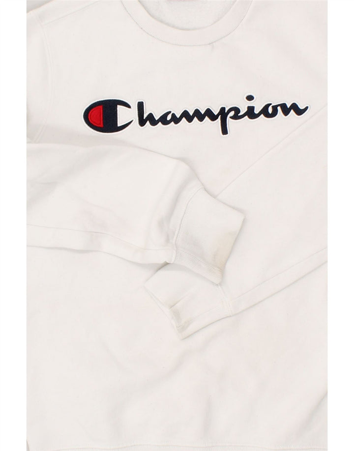 CHAMPION Boys Graphic Sweatshirt Jumper 11-12 Years Large White | Vintage Champion | Thrift | Second-Hand Champion | Used Clothing | Messina Hembry 