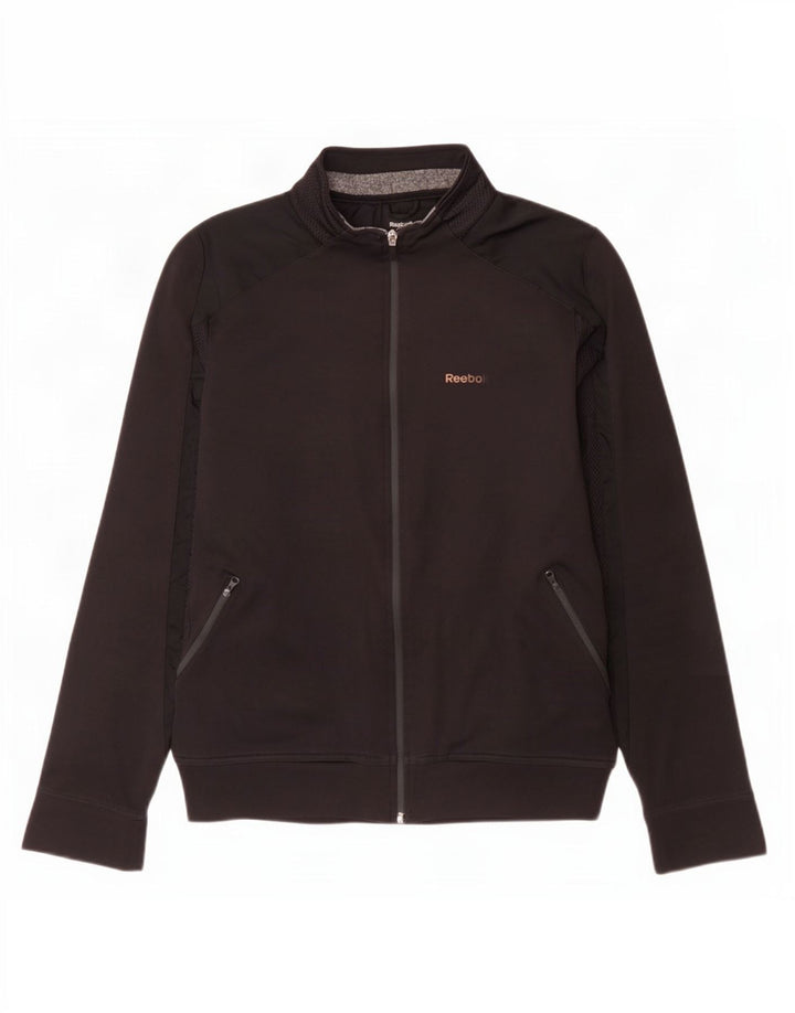 Reebok Mens Graphic Tracksuit Top Jacket Pequeno Poliéster Preto
