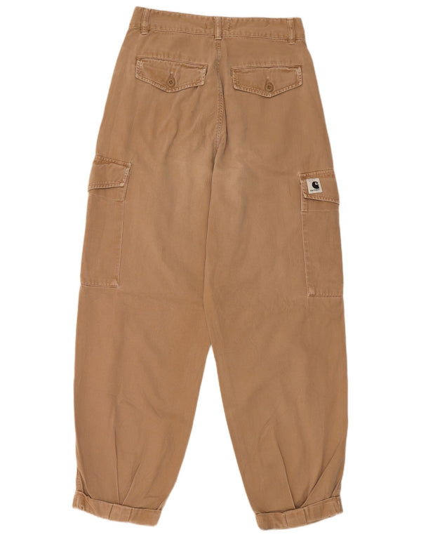 Calça cargo feminina Carhartt com ajuste relaxado W28 L28 algodão bege