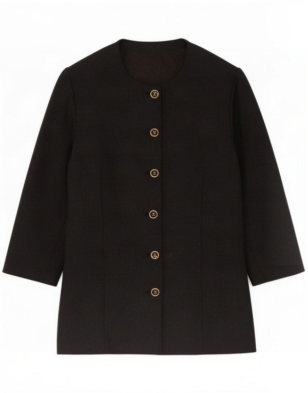 Jaqueta blazer feminina vintage de 6 botões Reino Unido 12 cinza médio