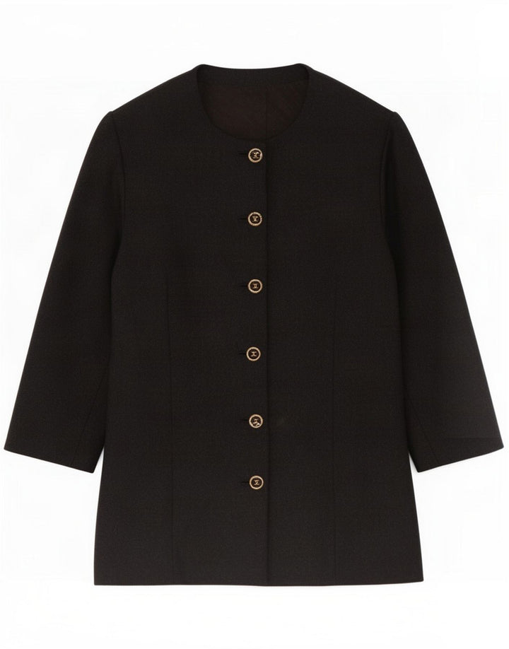 Jaqueta blazer feminina vintage de 6 botões Reino Unido 12 cinza médio