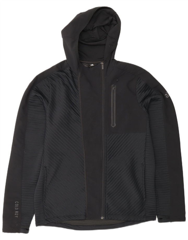 Adidas masculino com capuz jaqueta superior grande poliéster preto