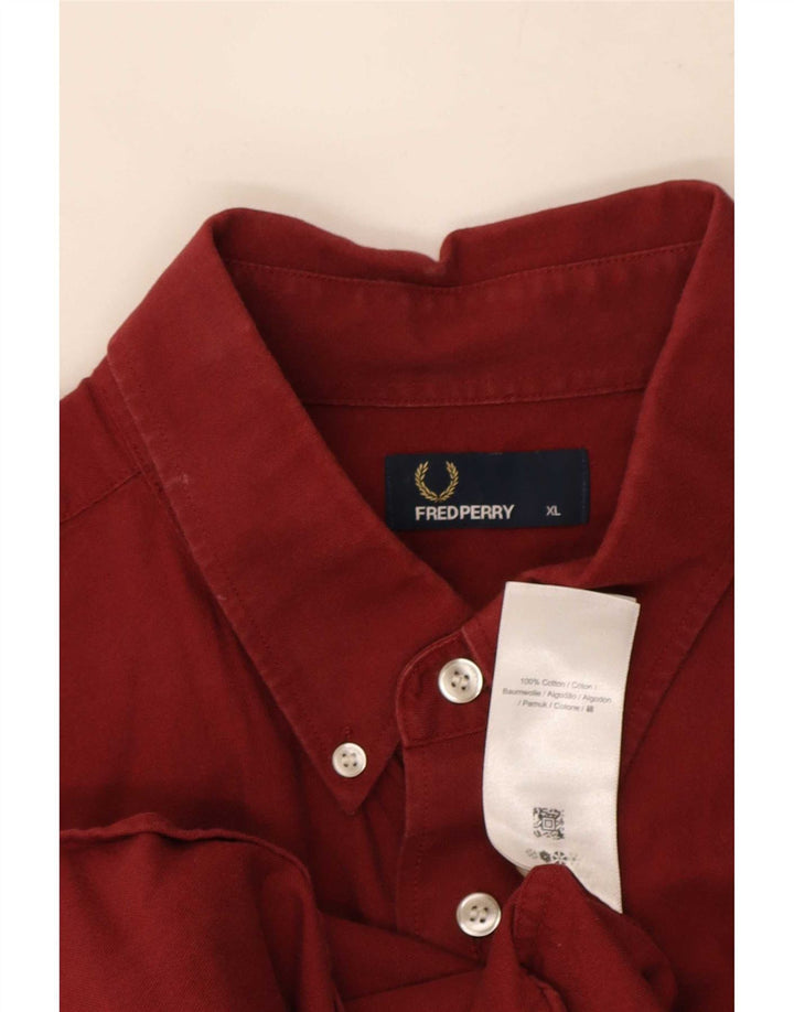 Camisa masculina de manga curta Fred Perry XL marrom algodão