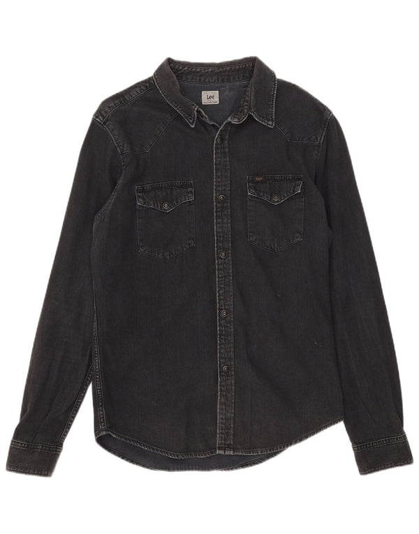 Camisa jeans masculina LEE de algodão preto médio