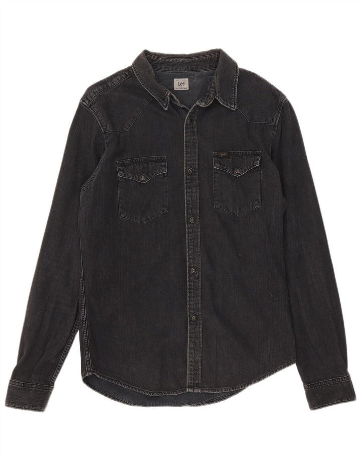 Camisa jeans masculina LEE de algodão preto médio