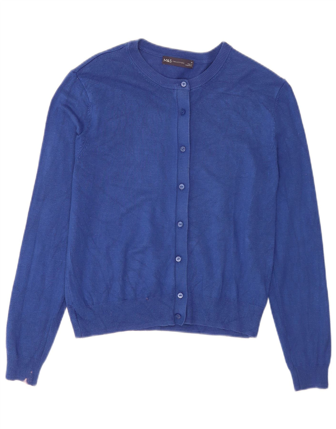Suéter cardigã feminino Marks & Spencer UK 12 viscose azul médio