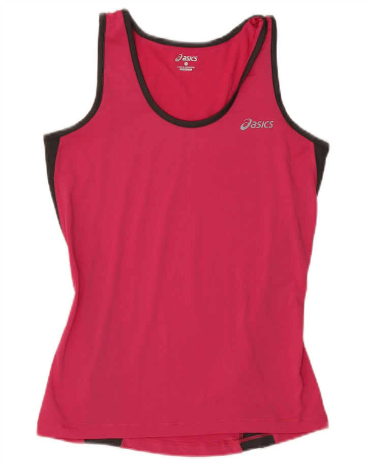ASICS Womens Vest Top UK 10 Small Pink Colourblock Poliéster