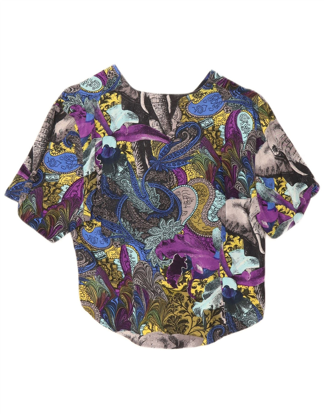 Blusa feminina vintage UK 12 média multicolorida paisley viscose