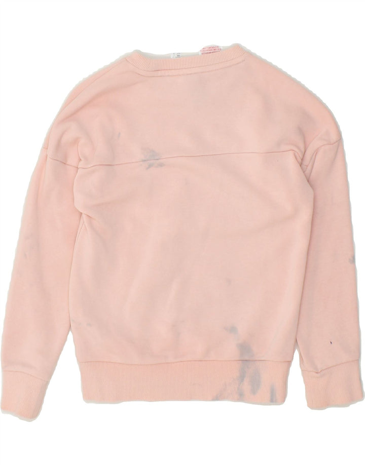ADIDAS Girls Graphic Sweatshirt Jumper 7-8 Years Pink Cotton Vintage Adidas and Second-Hand Adidas from Messina Hembry 