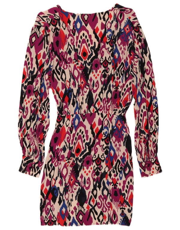 Vestido bainha feminino Zara manga comprida UK 6 XS multicolorido Ikat