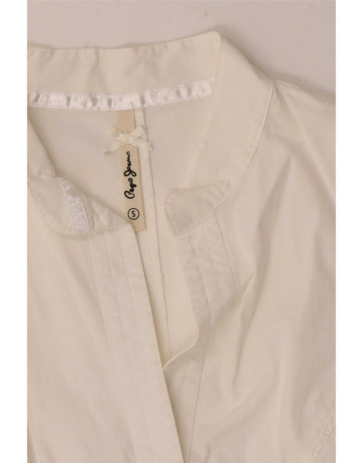 Blusa feminina de manga curta PEPE Jeans UK 8 pequena branca