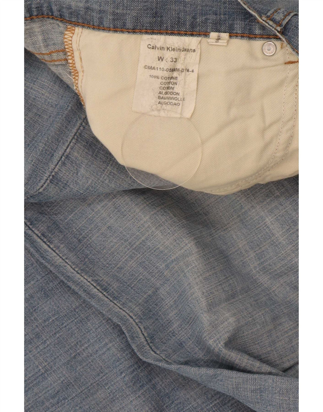 Calça jeans reta masculina Calvin Klein W33 L33 azul algodão