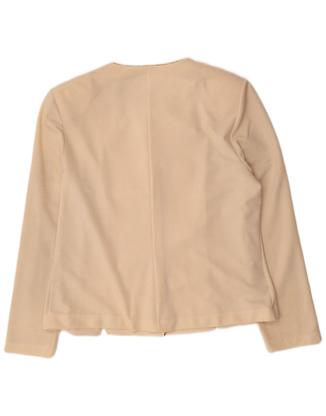 Jaqueta blazer UK 16 grande com 5 botões para mulheres vintage poliéster branco esbranquiçado