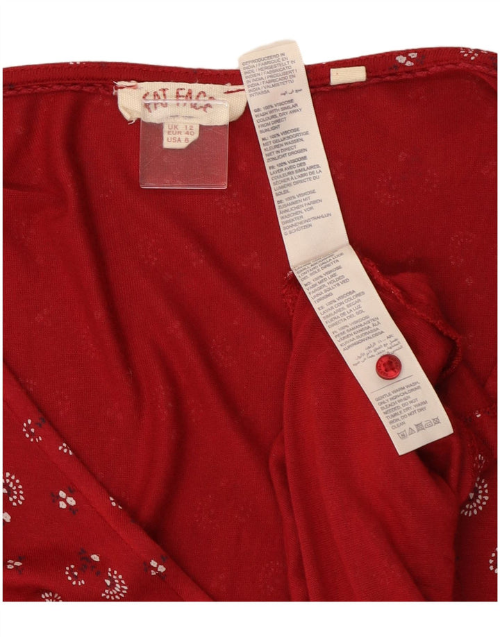 Vestido feminino Fat Face evasê UK 12 viscose floral vermelho médio