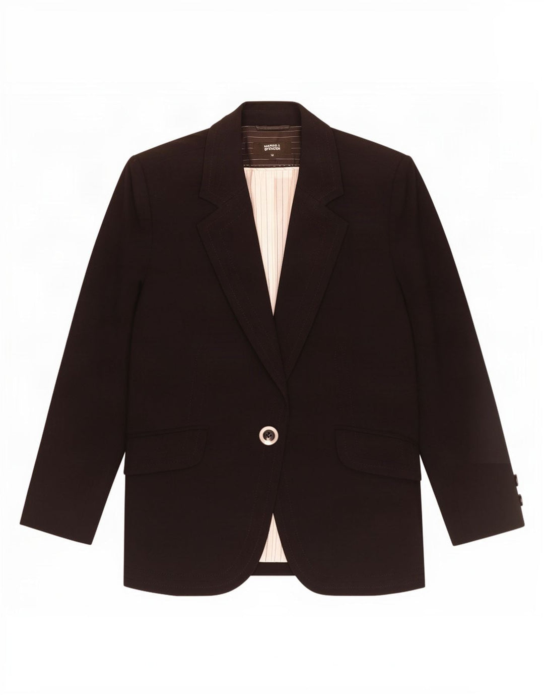 Jaqueta blazer feminina Marks & Spencer com 1 botão Reino Unido 12 poliéster preto médio