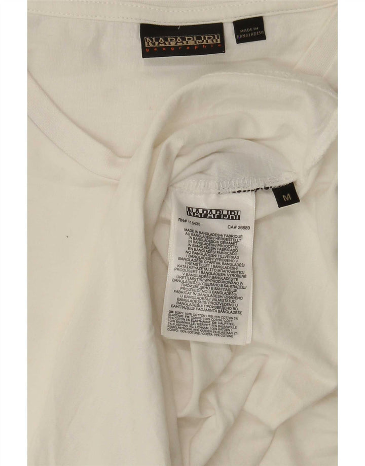Camiseta masculina geográfica Napapijri Top médio algodão branco