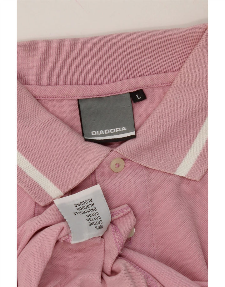 DIADORA Mens Polo Shirt Large Pink Cotton Vintage Diadora and Second-Hand Diadora from Messina Hembry 