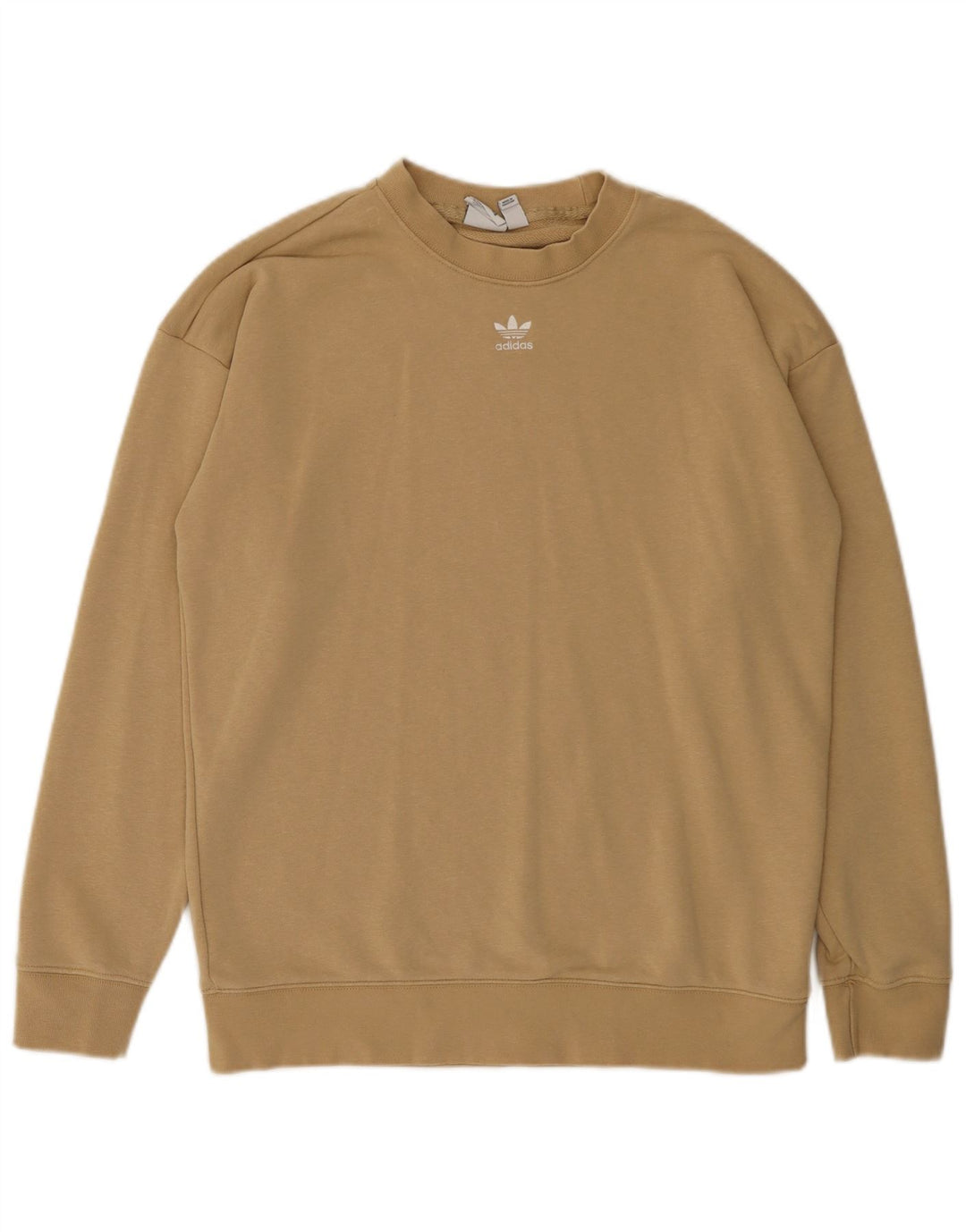 ADIDAS Womens Oversized Sweatshirt Jumper UK 8 Pequeno Bege Algodão