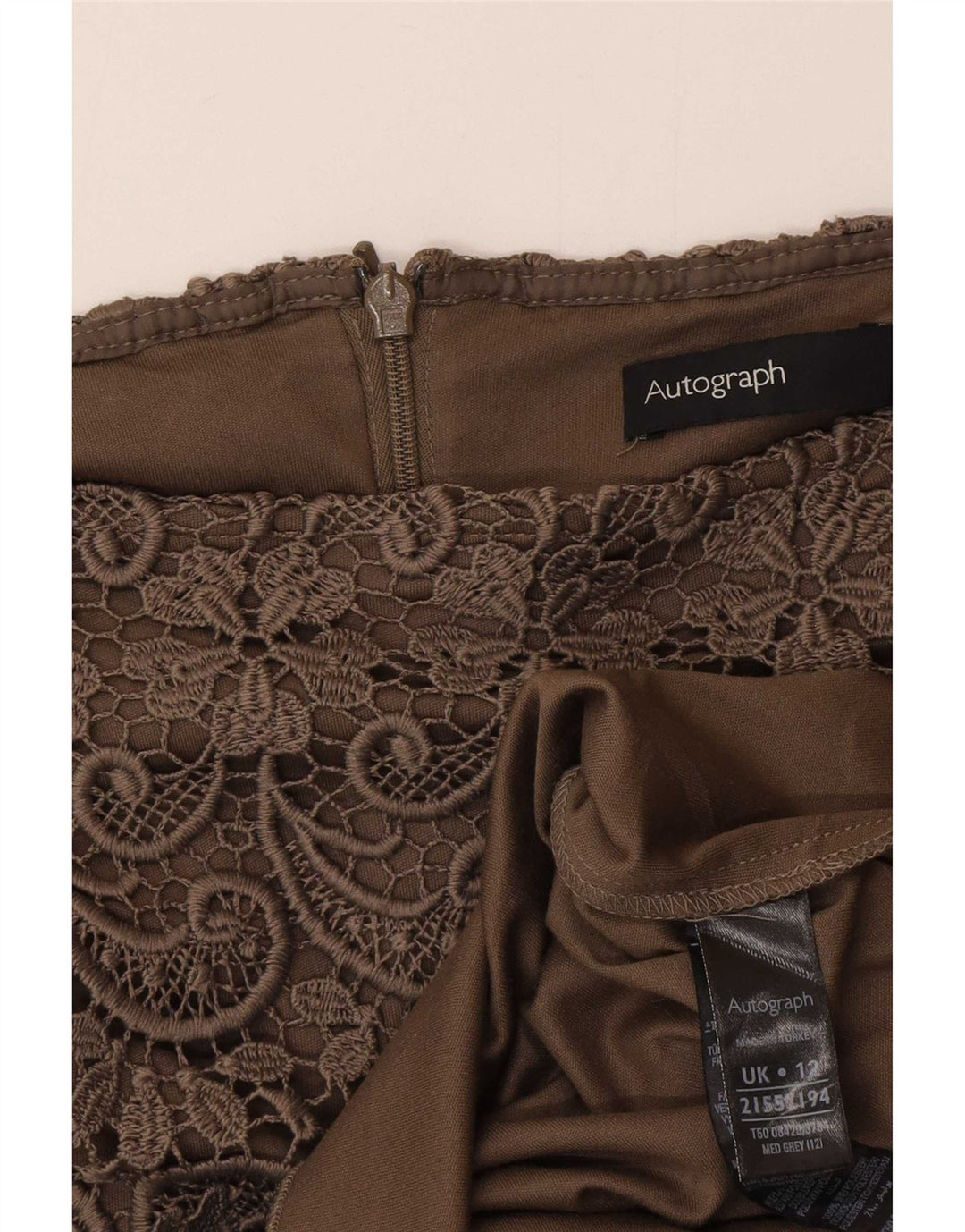 Saia reta autograph feminina Marks & Spencer Reino Unido 12 médio W30 cáqui