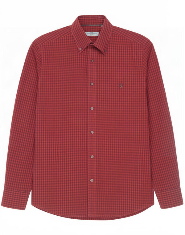 Camisa masculina Harmont & Blaine grande algodão xadrez vermelho
