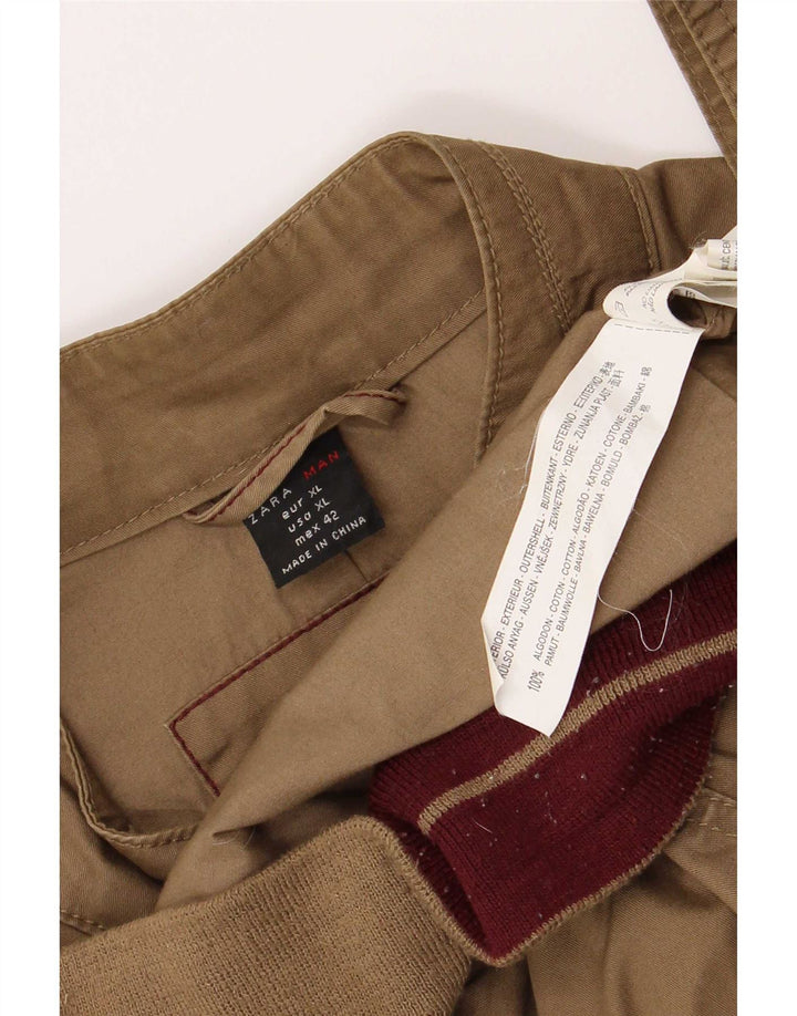 Jaqueta bomber masculina Zara UK 42 XL algodão bege