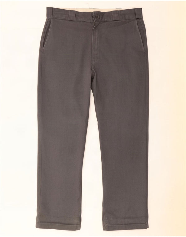 Calças Dickies masculinas retas Chino W36 L32 poliéster cinza