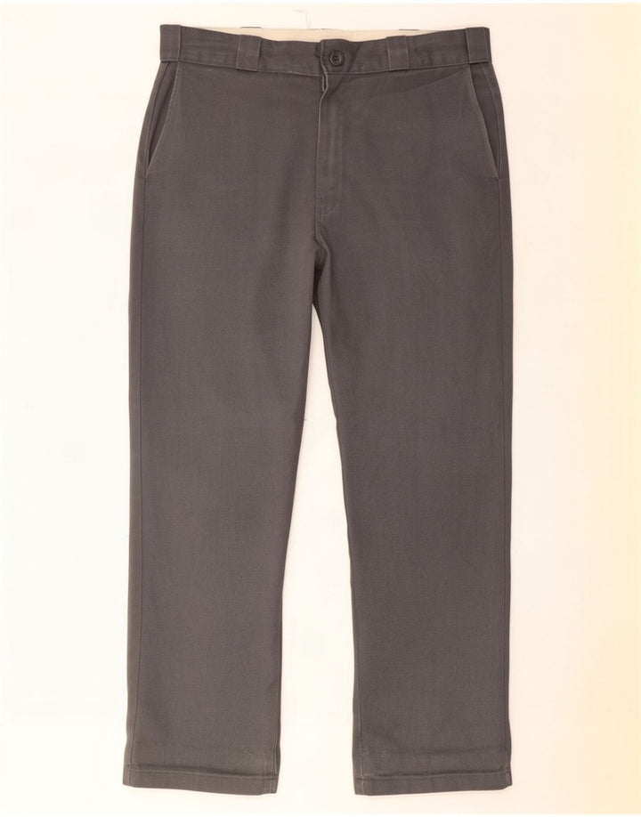 Calças Dickies masculinas retas Chino W36 L32 poliéster cinza