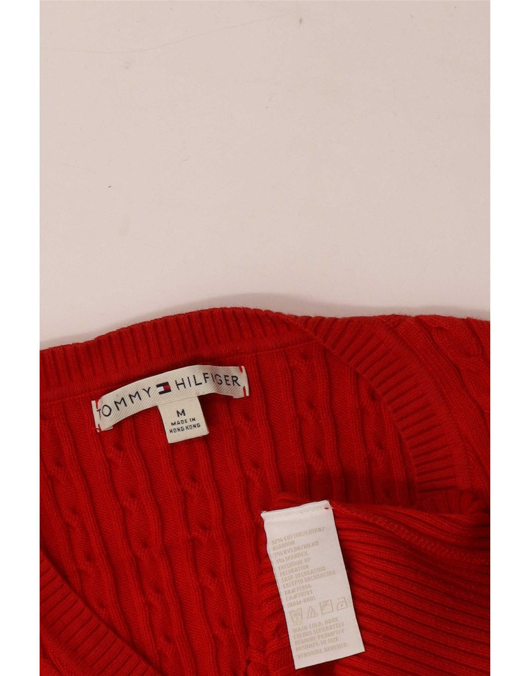 Suéter feminino Tommy Hilfiger regular fit com decote em V Reino Unido 12 médio vermelho