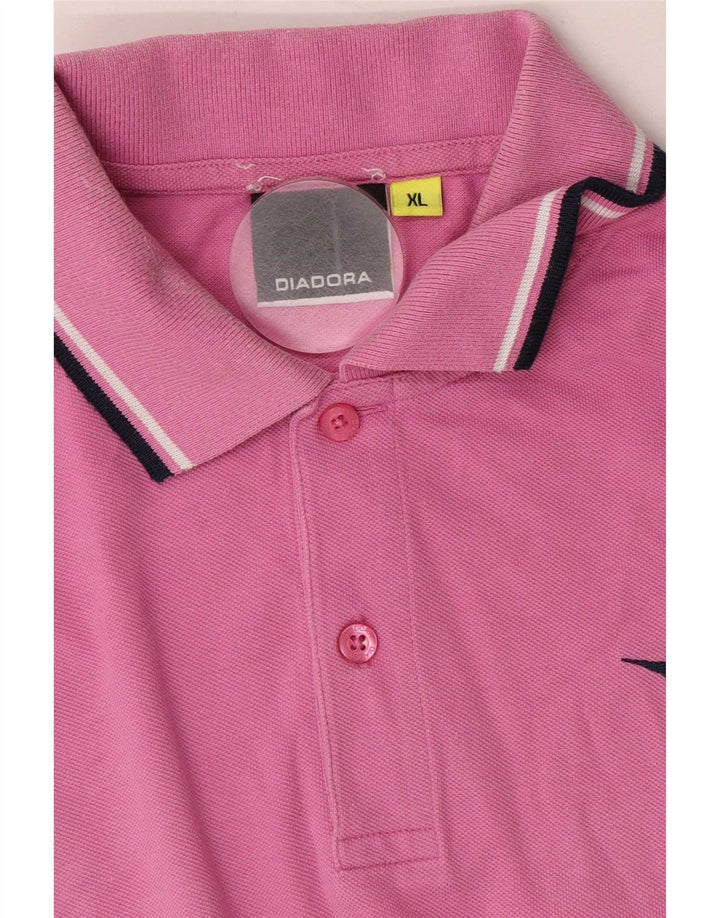 Camisa polo masculina Diadora XL rosa listrada