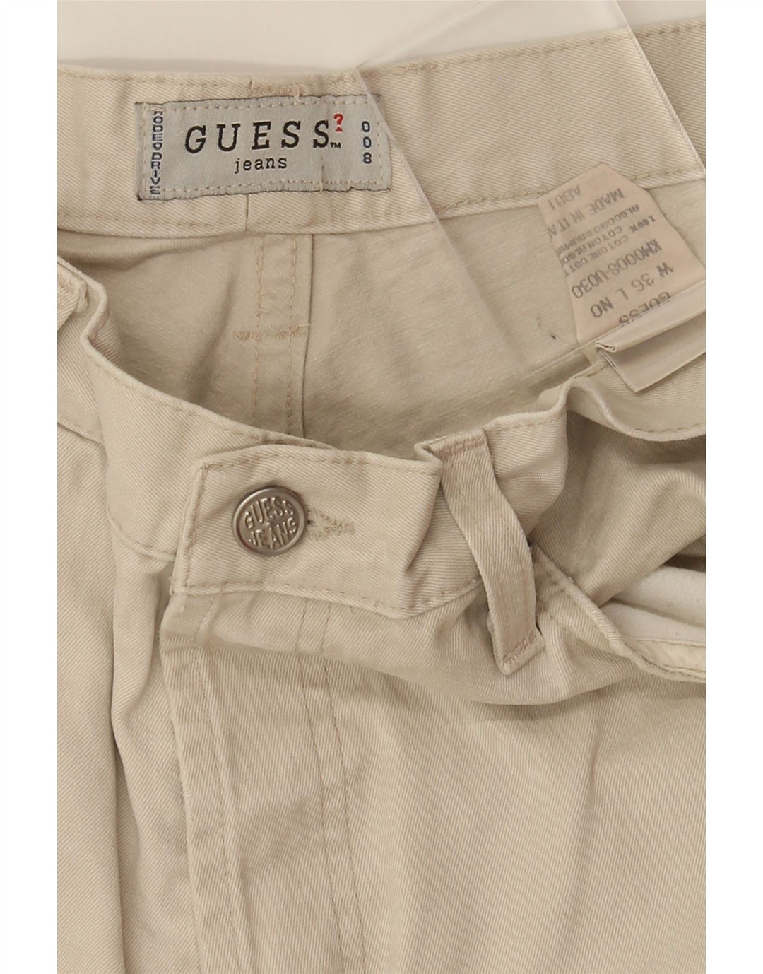 GUESS Mens Straight Casual Trousers  W32 L30 Beige Cotton Vintage Guess and Second-Hand Guess from Messina Hembry 