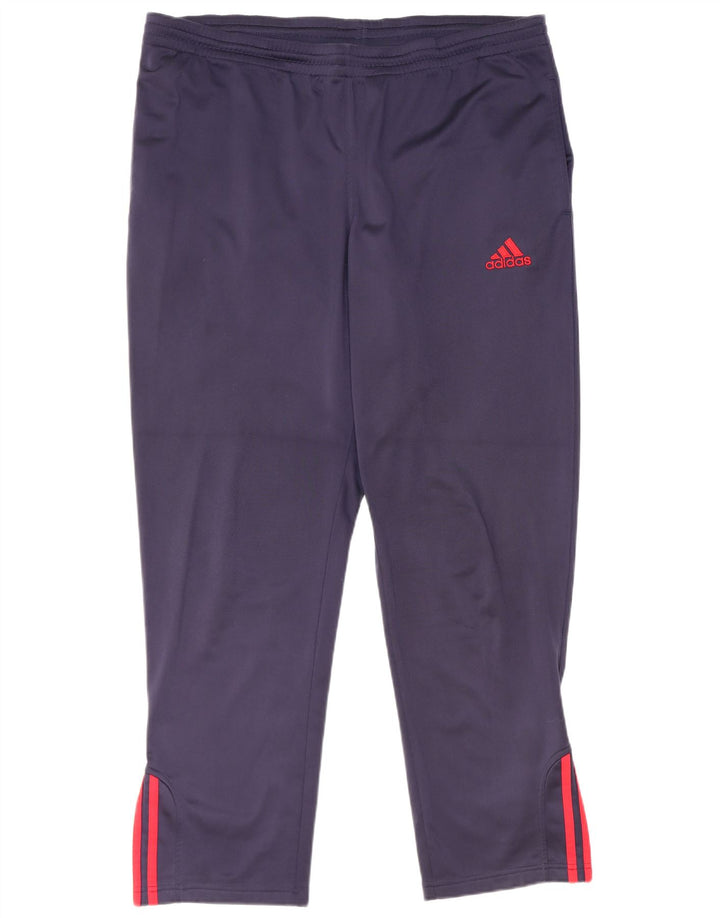 Calças de treino masculinas Adidas UK 40/42 poliéster azul marinho médio