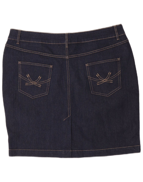 MARKS & SPENCER Mini saia jeans feminina UK 16 grande W36 algodão azul marinho