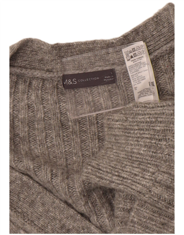 Suéter cardigã feminino Marks & Spencer crop oversized Reino Unido 16 grande cinza