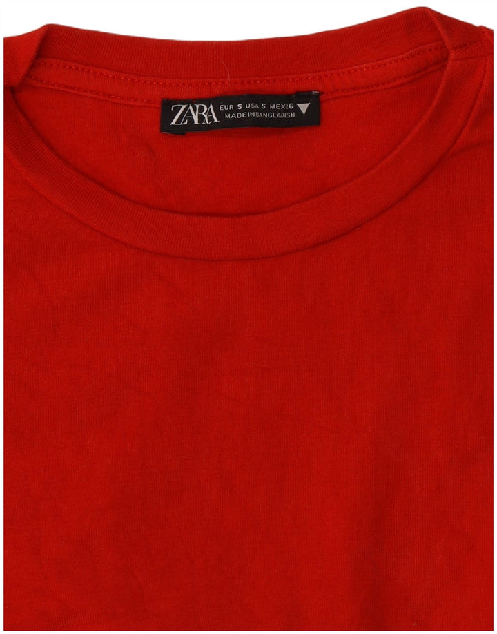 Zara Womens Crop Top Manga Longa Reino Unido 8 Pequeno Vermelho