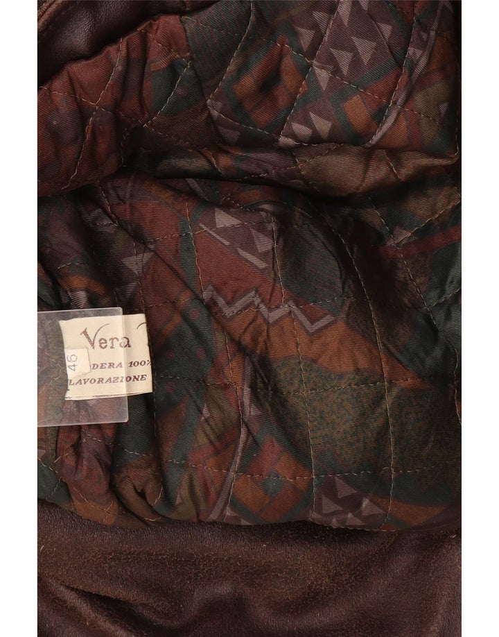 Jaqueta de couro masculina vintage IT 46 pequena couro marrom