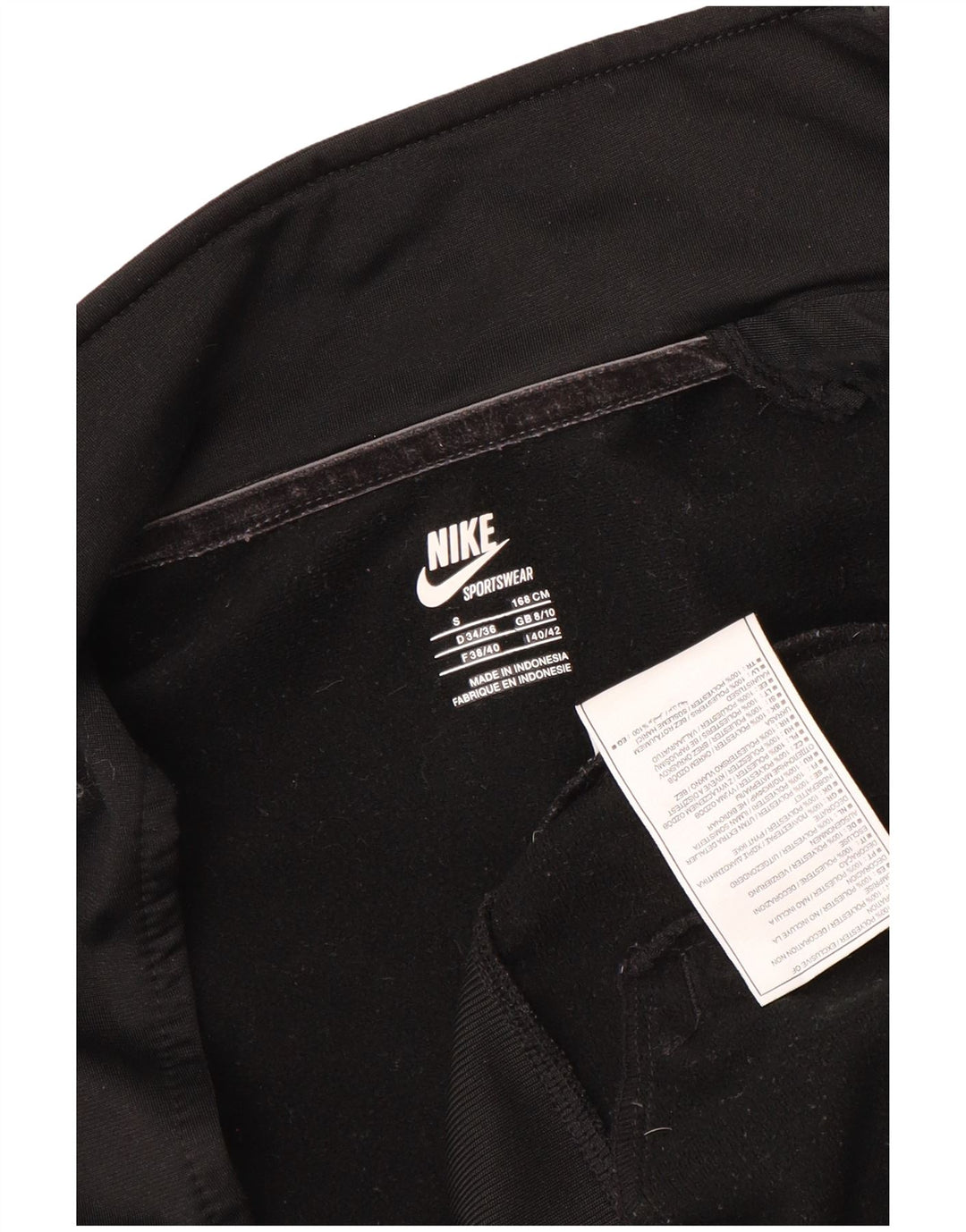 Nike Womens Tracksuit Top Jacket UK 8/10 Pequeno Poliéster Preto