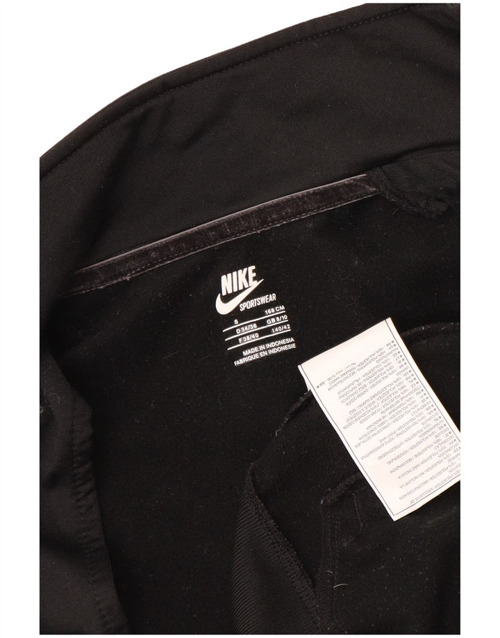 Nike Womens Tracksuit Top Jacket UK 8/10 Pequeno Poliéster Preto