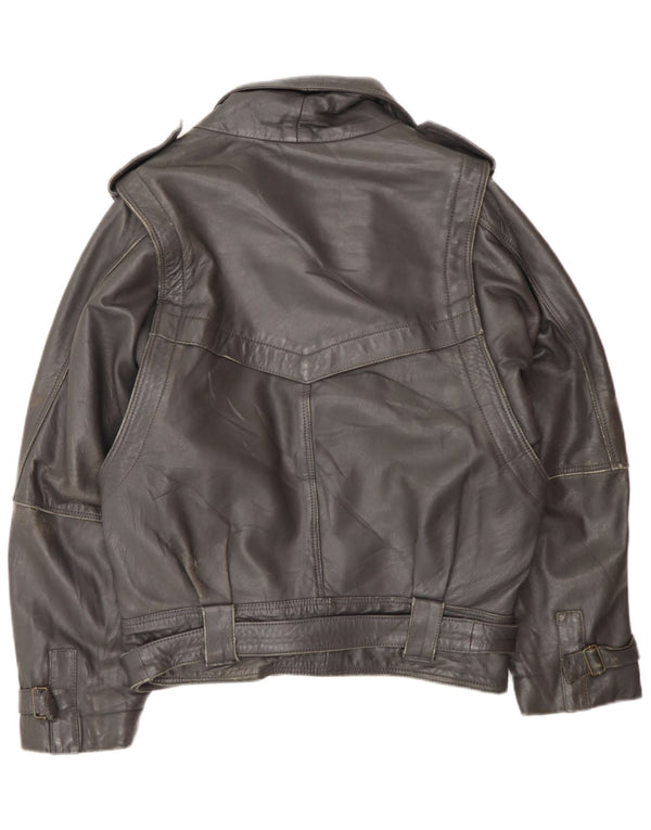 Jaqueta de couro masculina vintage militar de ajuste fraco Reino Unido 36 couro preto pequeno