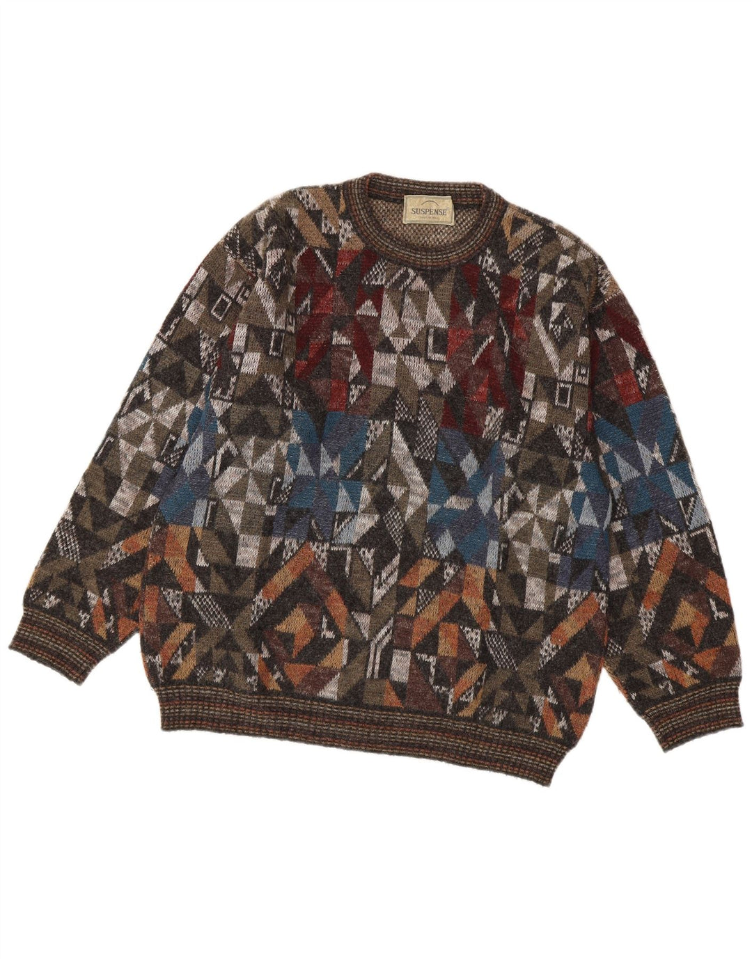 Suspense Suéter masculino com gola redonda IT 48 médio multicolorido geométrico