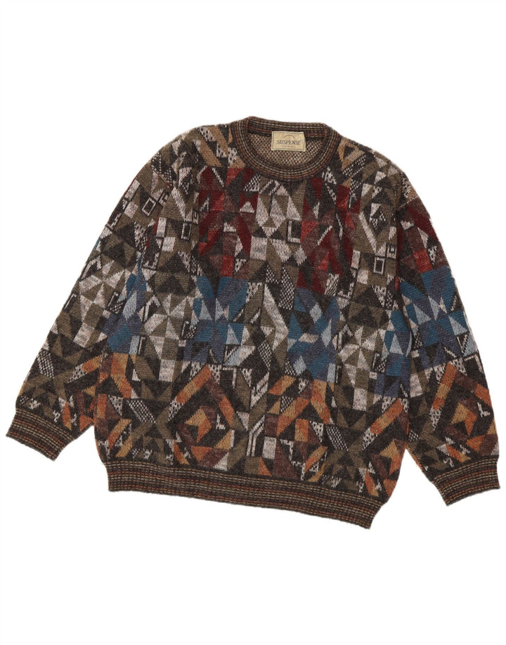 Suspense Suéter masculino com gola redonda IT 48 médio multicolorido geométrico