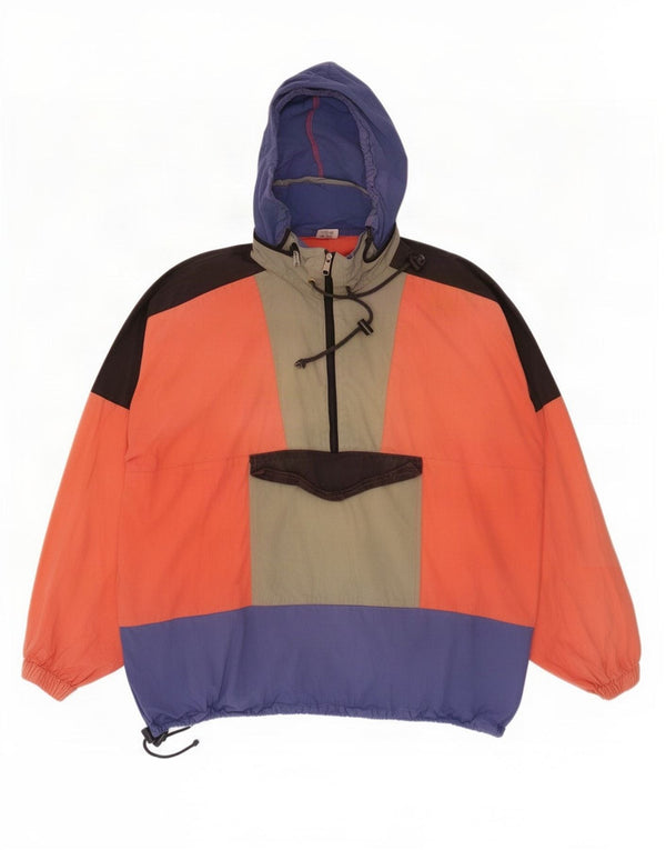 Jaqueta vintage masculina gráfica Anorak Reino Unido 41/42 grande bloco colorido multicolorido