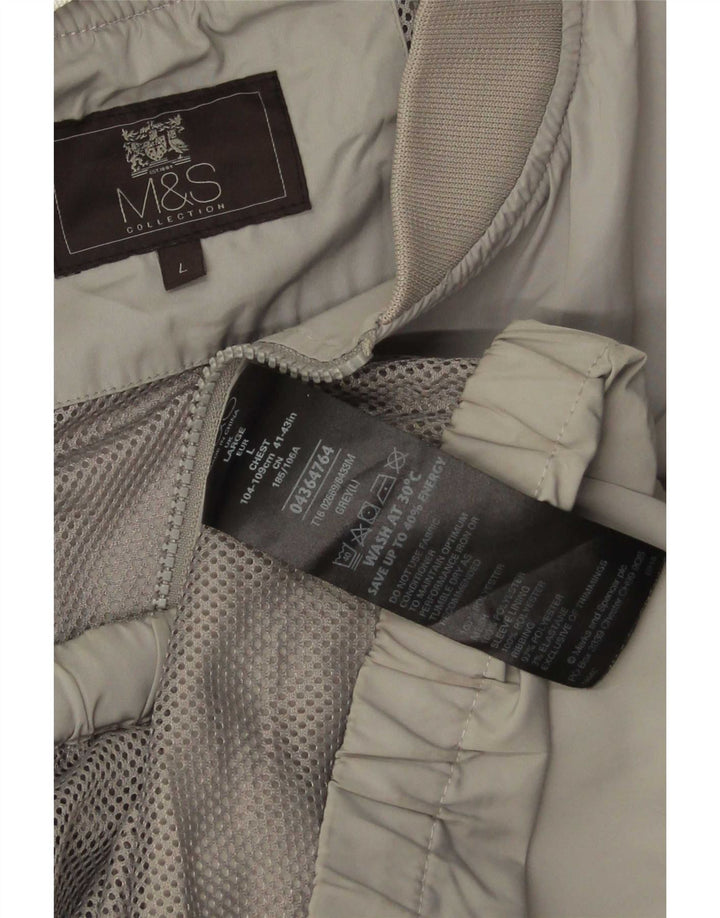 Jaqueta bomber masculina Marks & Spencer Reino Unido 40 poliéster cinza grande