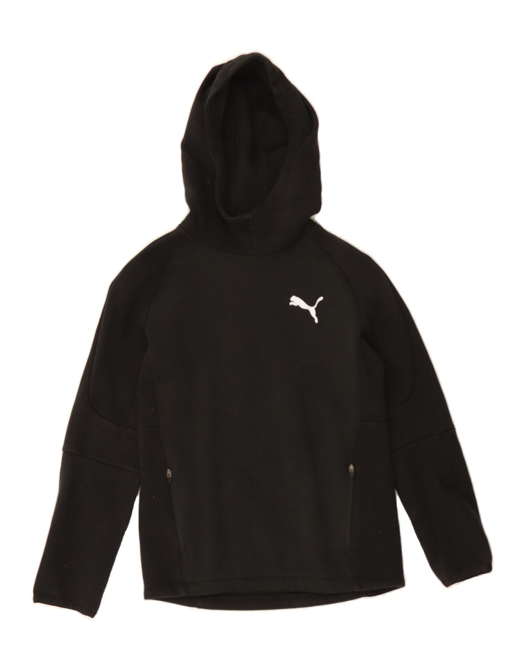 PUMA Girls Hoodie Jumper 11-12 Years Black Cotton Vintage Puma and Second-Hand Puma from Messina Hembry 