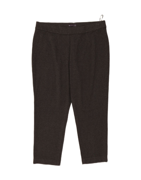 Calças cortadas femininas Marks & Spencer UK 18 XL W36 L25 cinza Houndstooth