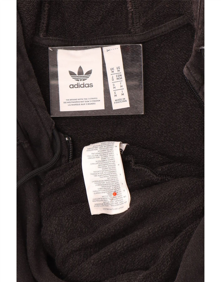 Adidas masculino zip moletom com capuz médio algodão preto