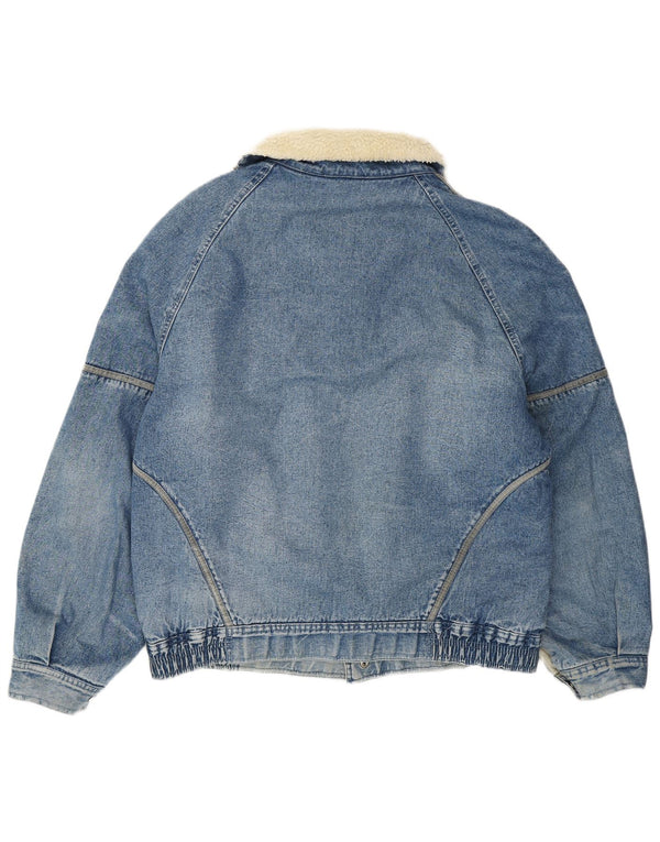 VINTAGE Mens Denim Sherpa Jacket UK 42 XL Blue